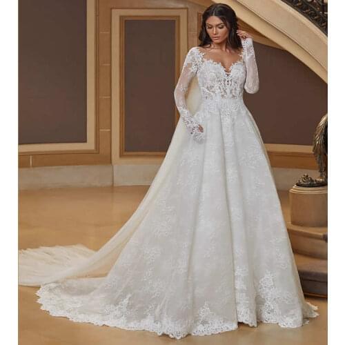 New Arrive Wedding Dress A-Line Lace Deep V-Neck Neckline Strapless Custom Made Plus Size Bride Gown 2021 Vestidos De Novia