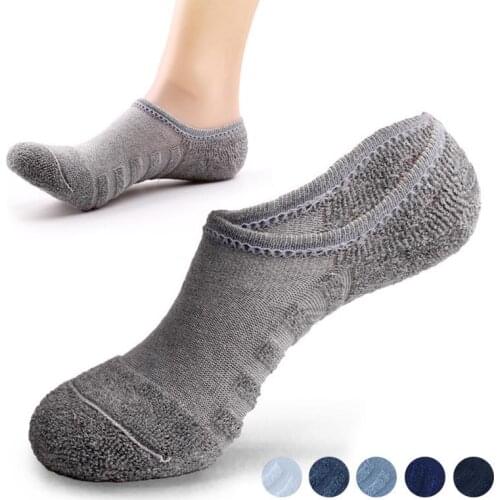 1 pairs/lot mens invisible towel style cotton Socks stripe boat anti slip high qualtiy new Plus big size EU43-46