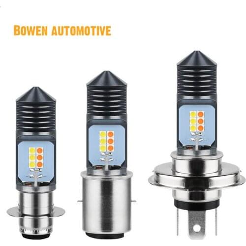 2X BOWEN AUTOMOTIVE Motorcycle LED headlamp dual color H4 H6 ba20d 3030-12smd bright large bulb