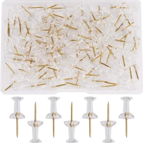 200pcs/box Thumbtacks Steel Plastic Transparent Decorative Transparent Push Pin Transparent Pushpin Painting Soft Nail