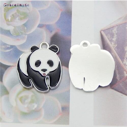 4pcs Enamel Panda Earrings Pendant Charms DIY Jewelry Findings Kawaii Necklace Bracelet Dangle Drop Earring Small Accessory 23MM