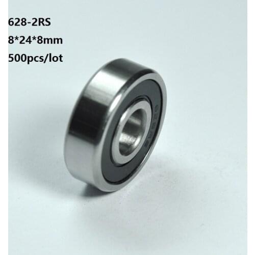 500pcs/lot 8x24x8mm 628RS 628-2RS 628 RS 2RS Miniature ball bearings 8*24*8mm Double rubber cover Deep Groove Ball bearing