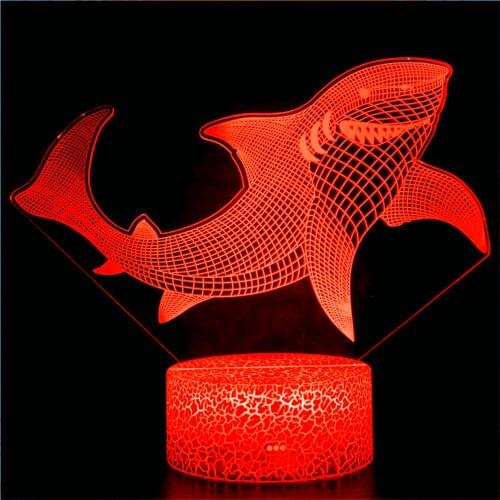 Shark 3D Illusion Lamp Christmas Gift Night Light Beside Table Lamp 16 Colors Auto Changing Desk Decoration Lamps Birthday Toy