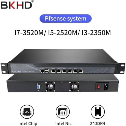 BKHD Firewall Openwrt DDWRT Pfsense VPN Network Security Appliance Router PC Intel Core I5 3320M,(6Lan/2USB2.0/1COM/1VGA)
