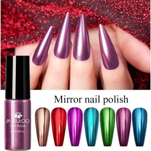MSRUIOO Metallic Nail Polish Mirror Effect Polish Red Gold Silver Shiny Metal Nail Varnish Manicure Nail Art Polish DIY