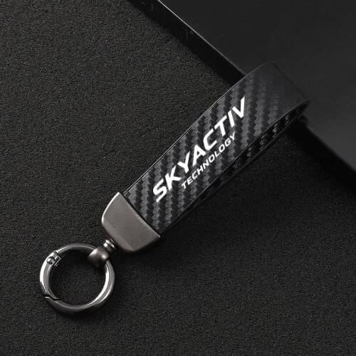 For Mazda 2 3 5 6 8 cx3 cx4 cx5 cx7 cx8 cx9 cx30 mx5 rx8 Leather Car KeyChain 360 Degree Rotating Horseshoe Key Rings