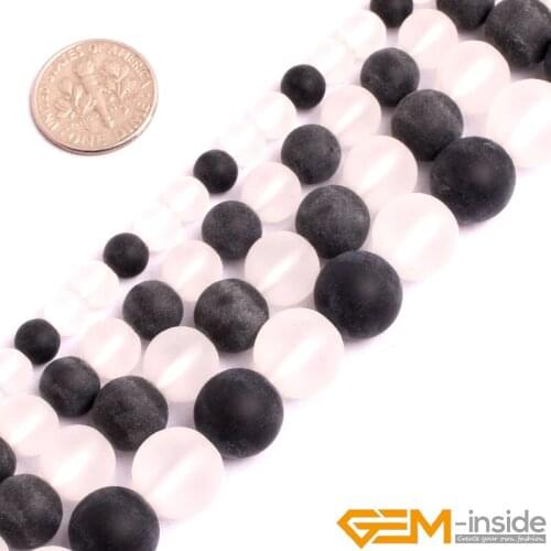 Natural White Black Agates Frost Round Loose Spacer Accessorries Beads For Jewelry Making Strand 15 inch DIY Jewelry Bead Gifts