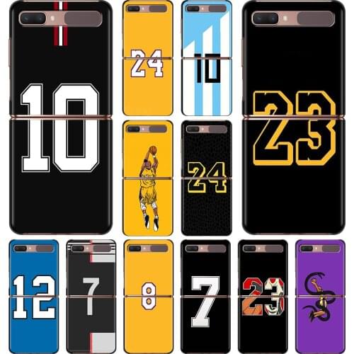 Smartphone Case For Samsung Galaxy Z Flip 3 5G Cover PC Shell Black Caso Hard Capa basketball star Football Number 10 23 24
