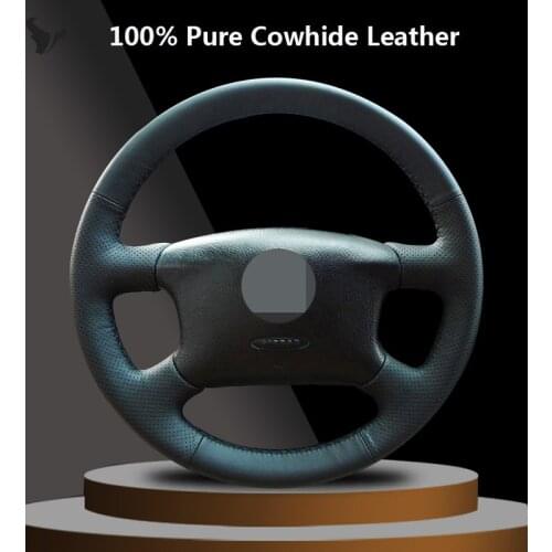 Black Genuine Leather Steering Wheel Cover for Volkswagen Passat B5 VW Passat B5 VW Golf 4