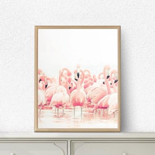 Flamingo Tropical Wall Art Print Canvas Poster Pink Animal Bird Photography Painting Large Artwork Picture Nursery Wall Decor