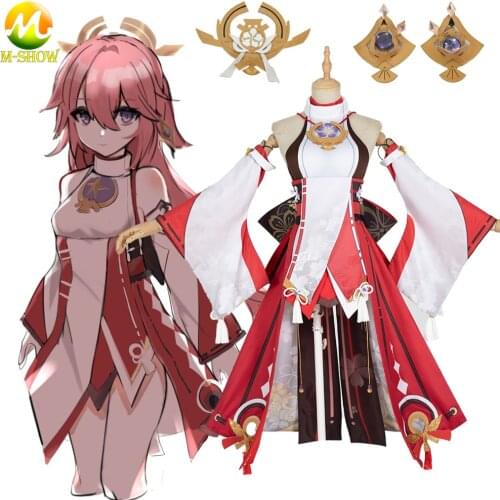 Genshin Impact Role Cosplay Yae Costume Guuji Yae Game Suit Full Set Women Outfit for Halloween Carnival Party Custom Made