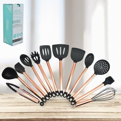 Kitchen Set 12-Pcs Stainless Steel Handle Cooking Tools Set Silicone Kitchen Utensil Set with Large Spoon Spatula Kitchenware