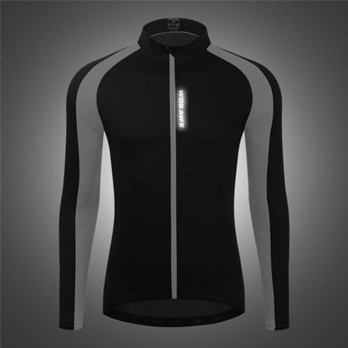 Mens Cycling Jacket Breathable Bike Long Sleeve Coat Jersey Windbreaker Raincoat Outdoor Sports Sportswear with 3 Back Pockets