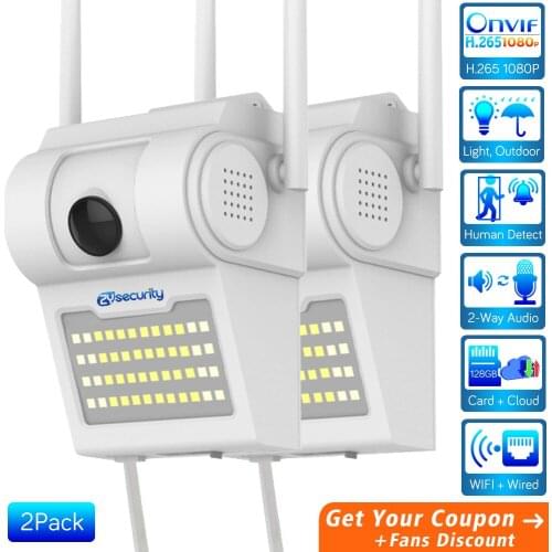 H.265 1080P WiFi Wall Lamp Camera Outdoor Security IP Camera Two Way Audio Floodlight Color Night Vision Wireless Camera iCSee