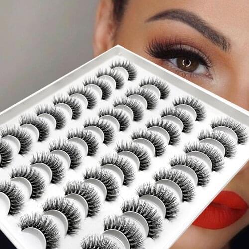NEW 20pairs fluffy faux mink eyelashes natural long false eyelash extension handmade volume 3d lashes makeup faux cils cilios