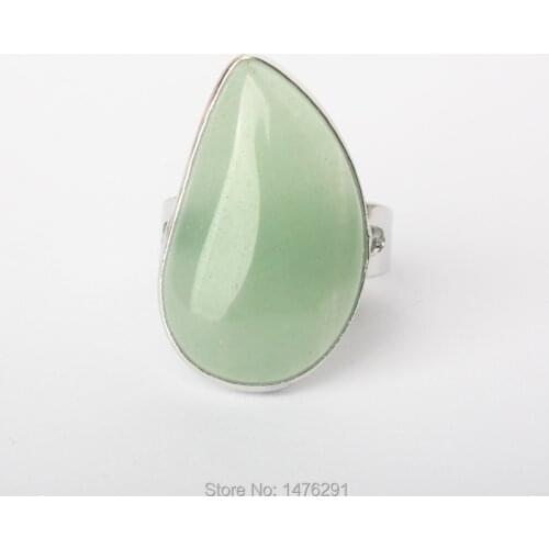 New Stylish Silver Plated Resizable Water Drop Aventurine Quartz Women Men Ring Fashion Jewelry 1PCS
