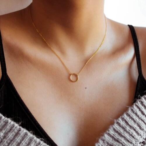 New Fashion Simple Personality Round Circle Stainless Steel Pendant Bracelet Necklace Mens and Womens Party Jewelry Gifts