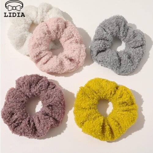 Plush Scrunchies Elastic Hair Bands Soft Headwear Hair Ring Autumn and Winter Solid Color Soft Hair Tie for Women Girls