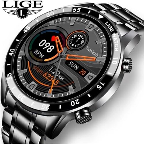 2021 New Mens Smart watch Full screen touch IP67 waterproof Heart rate monitoring information reminds mens sports watch