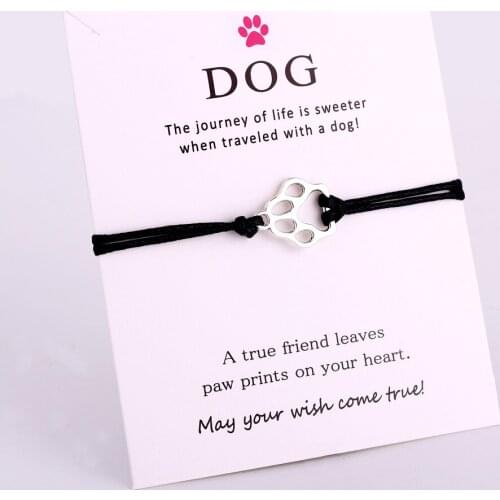 Dogs Paw Charm Bracelets Rope Chain Jewelry Women Men Boy Girl Unisex Friendship Christmas Gift Drop Shipping