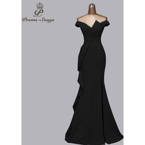 Sexy black new style evening dresses unique candy color mermaid party dress boat neck evening gown party dresses women evening