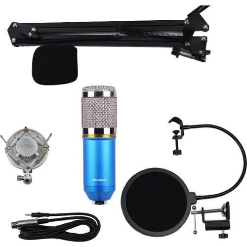 Studio Recording Microphone Blue with Mic Scissor Arm Stand, Shock Mount, Filter, Foam Cover, Desk Mount Clamp