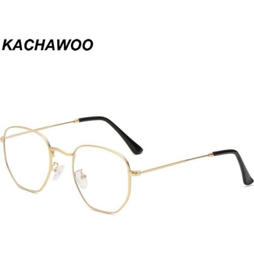 Kachawoo thin retro glasses optical blue light square metal eyeglass frames men women for computer eyewear gold black silver