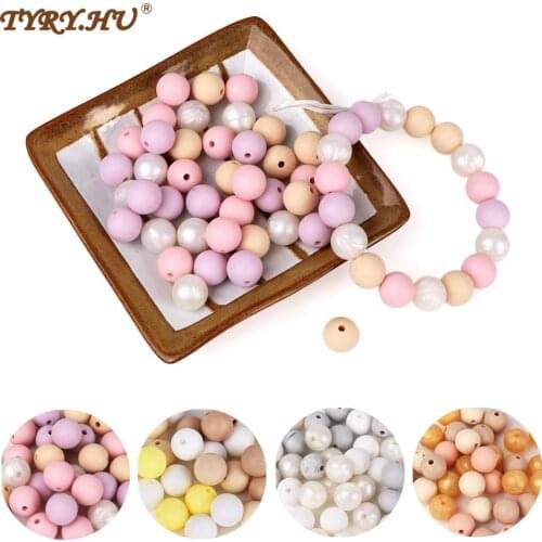 TYRY.HU 20pcs Silicone Beads 12mm Eco-friendly Baby Chweable Teether Pacifier Clips Beads Food Grade Nursing DIY Baby Teething