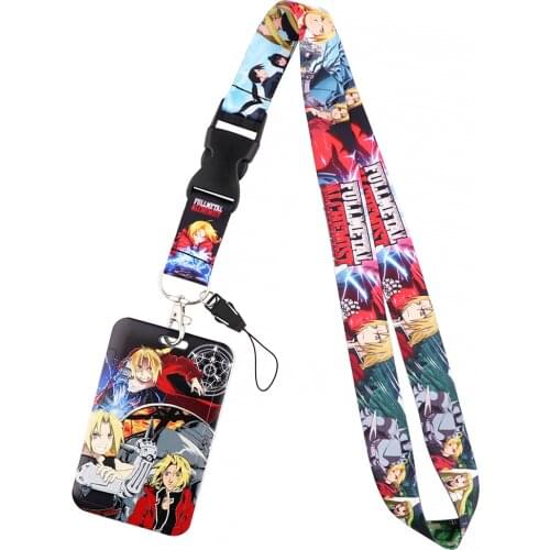 PF703 Japanese Anime Fullmetal Alchemist Lanyard Keychain ID Badge Holder Card Cover Key Lanyard Neck Strap Key Ring Accessories