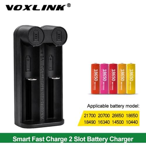 VOXLINK 18650 battery charger Smart charging 2 slot 3.7V 26650 18350 32650 21700 26500 Ni-MH/Ni-Cd Rechargeable Battery charger