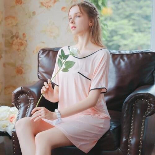 Oversized Women Modal Summer Thin Sleepwear Ladies Cute Pink Night Dress Backless Nightgowns Womens Homewear pijama mujer