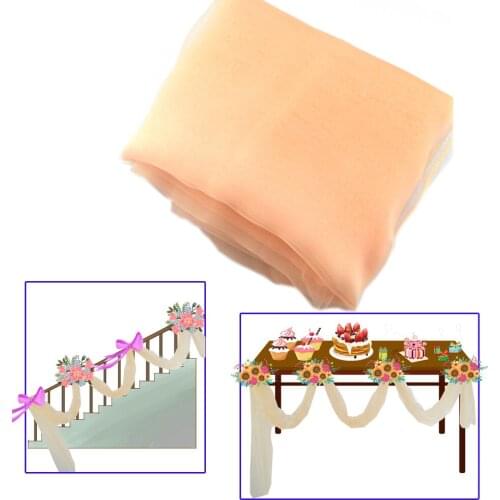1.35x5m Organza Backdrop Sheer Swag Fabric Stair handrail Wedding Decoration Birthday Baby Shower Table Skirt Party Decor