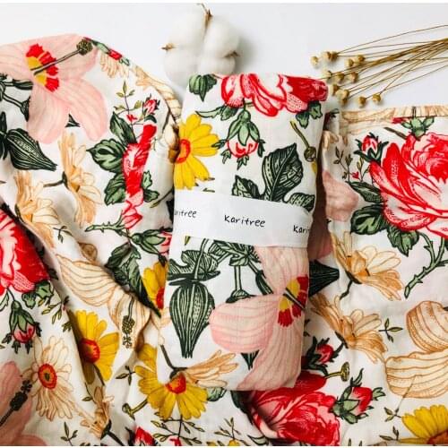 120x120 Cm Muslin Bamboo Cotton Flower Sea Baby Blanket Baby Newborn Blankets Newborn Swaddle Wrap Burp Cloths Towel Pielucha