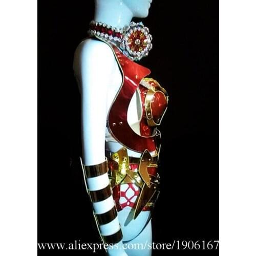 2018 Fashion Stage Performance TV Shows Clothes Sexy Lady Dance Suit Red Color Dancer Singer DS DJ Ballrooom Costume