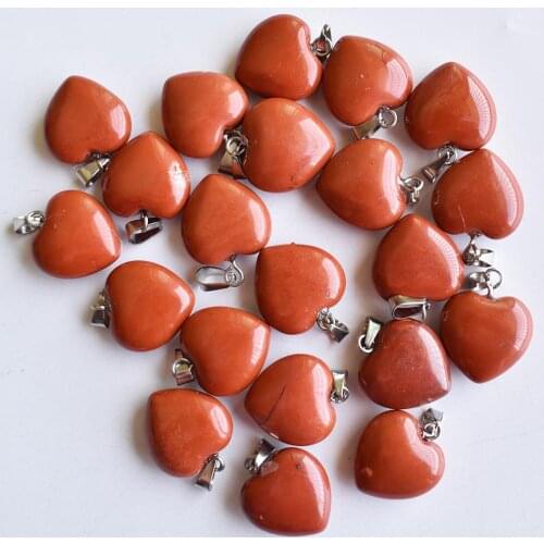 2020 New fashion top quality natural red stone heart shape pendants for jewelry making 16mm 50pcs/lot Wholesale free shipping