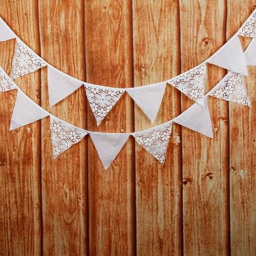 3.2m 9 Kinds 12 Flags Monolayer White Lace Various Flower Banner Pennant Garland Bunting Wedding Party Valentines Day Decor