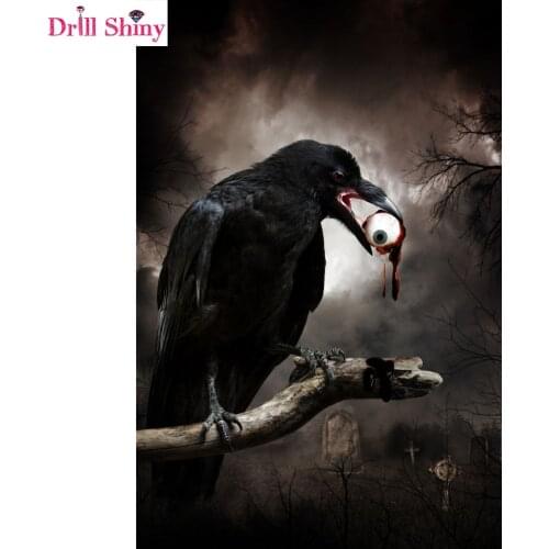 5D DIY Full Square Diamond Painting Horror Dark crow mouth with eyes Cross Stitch Diamond Embroidery Rhinestone Home Decor gift