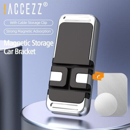 !ACCEZZ Metal Magnetic Car Phone Holder For iPhone 12 Xiaomi Samsung Phone Stand With Cable Clip GPS Car Mount Dashboard Bracket