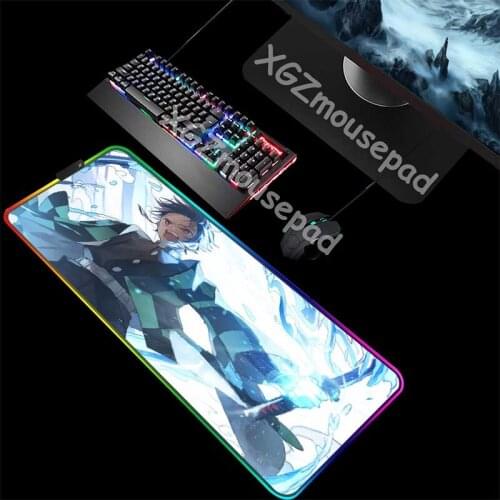 XGZ Large RGB Mouse Pad Black Lock Edge Anime HD Swordsman Custom Computer Desk Mat Natural Rubber Non-slip for Dota Csgo Gamer