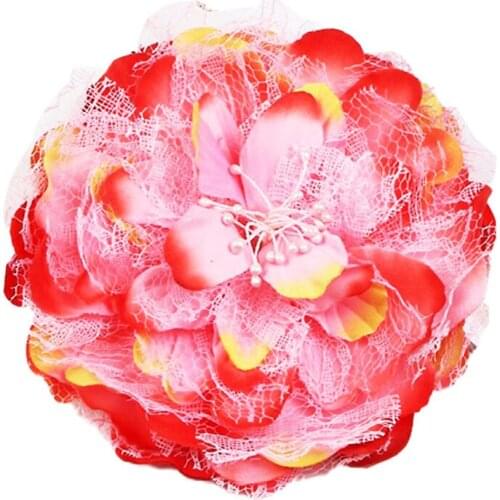 Korean Cloth Art Peony Flower Brooch Pin Lace Fabric Lapel Pins and Brooches for Women Dress Cardigan Corsage Wedding Jewelry