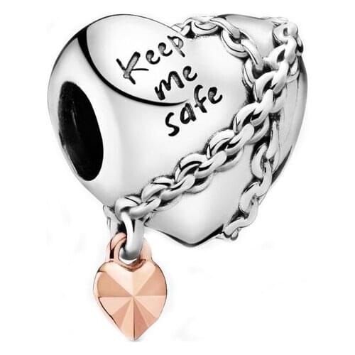 Free Shipping Authentic 925 Sterling Silver Chained Heart Charms Fit Original Bracelets For Women DIY Jewelry S925 Beads