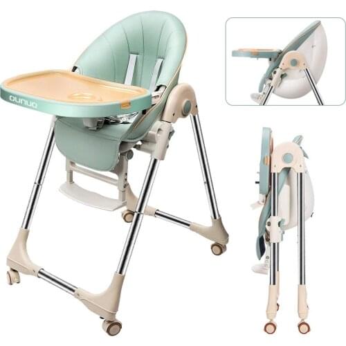 6 Months to 6 Years Children High Chair Adjustable Foldable PU Leather Cushion Safety Kid Child Eating Dining Chairs Stools