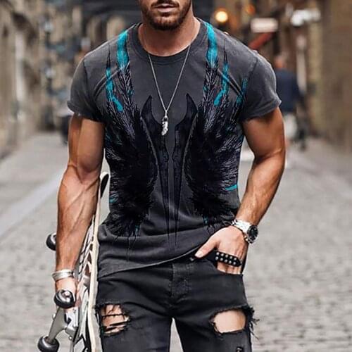 2021 Summer Casual Men T-Shirts O-Neck Fashion Short Sleeve Pullovers Tops Male Pattern Printed Tee Loose Streetwear