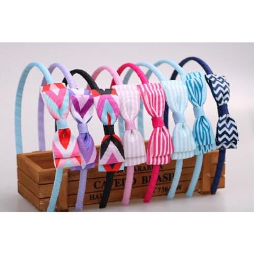 Hairbands Headbands Alice Hair Head Band Hoop Stripe Bows Girl Lady Fully Lined Ribbon Winding Headwear Accessories 20pcs FG118