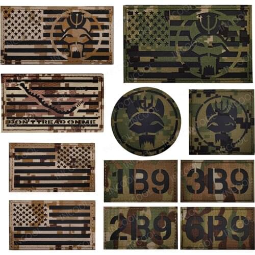 Infrared IR Reflective Patches Desert Digital CP American USA US Flag Navy Tactical Military Patches Armband Biker Snake Badges