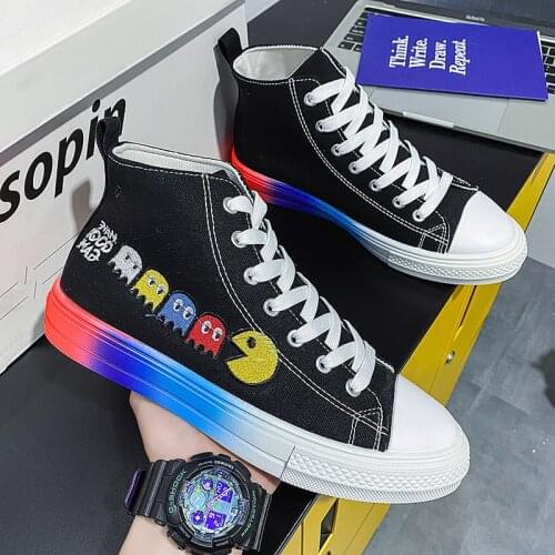 Fashion Anime Canvas Skateboard Shoes Men Cartoon Printing Canvas Sneakers Women Spring Autumn Couple High Top Vulcanize Shoes