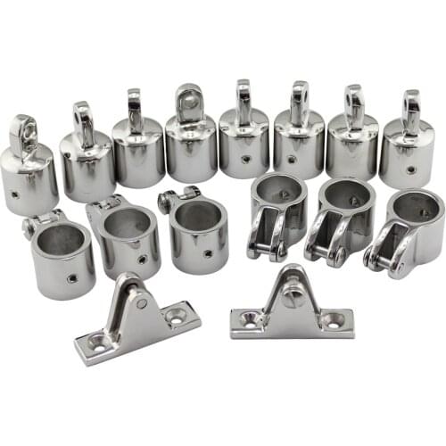 4 and 3 Bow Stainless Bimini Top Fitting Boat Stainless Steel Marine Hardware Set - 16/12 piece set of SS316 7/8"(22mm) 1"(25mm)