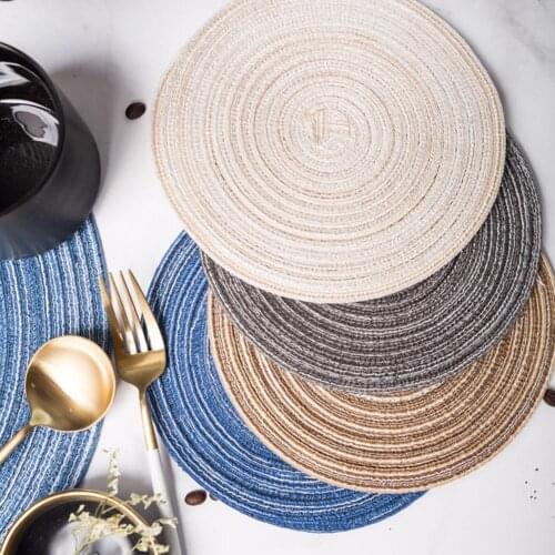 Round Cotton Yarn Weaving Heat Insulated Cup Pot Mat Placemat Dining Table Decor Bowls Coffee Cups Coaster Tableware Mat