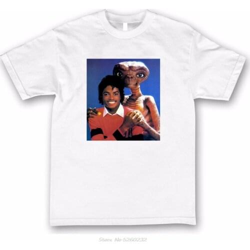 Michael Jackson & E.T T Shirt Shirts Tee Vintage Retro Thriller Men Brand Clothihng Top Quality Fashion Mens T Shirt 100%Cotton