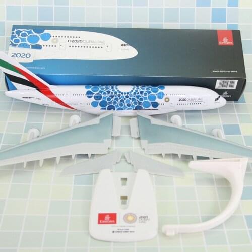 1:250 A380 380 Dubai World Display Assemble Passenger Aircraft Airplane Model ABS Material Models Gift Collectible Souvenir Show